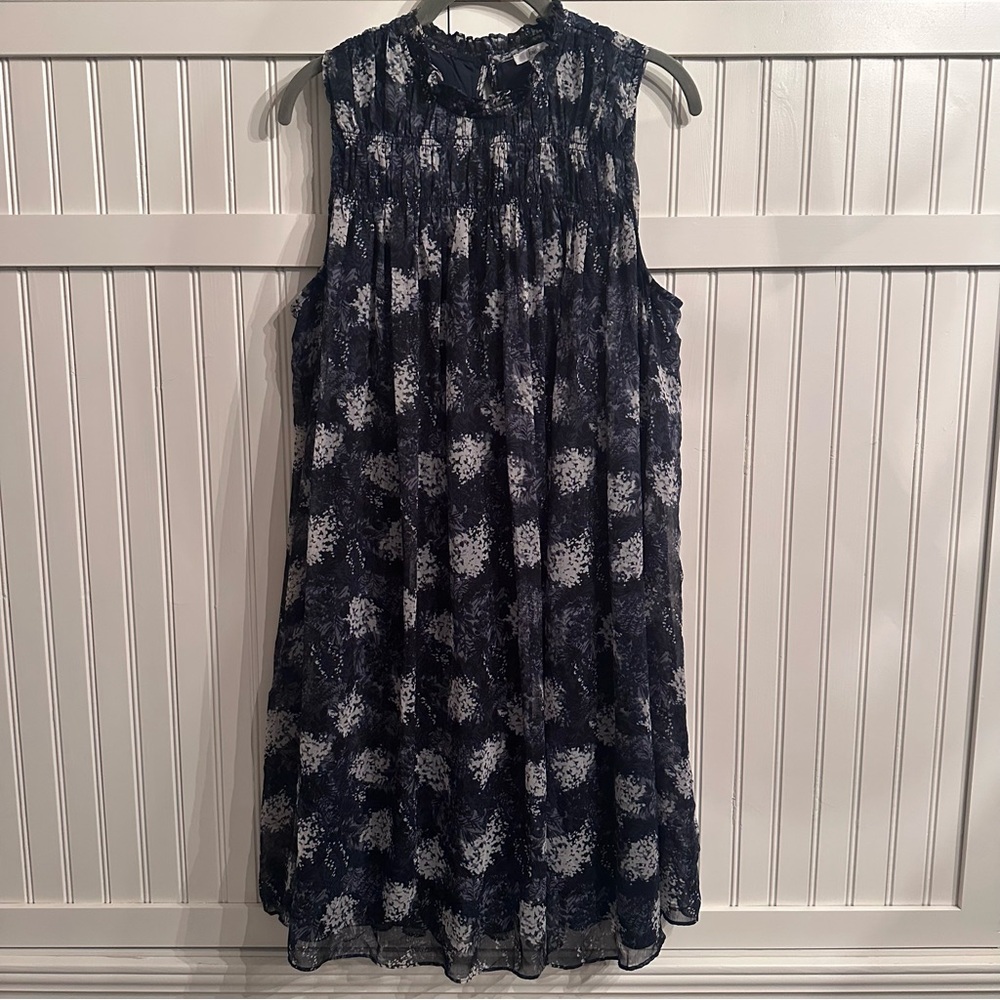 Joie Navy and White Sleeveless Mini Dress